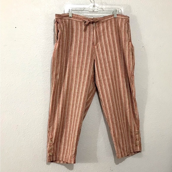 Columbia Pants - COLUMBIA MULTI-COLORED VERTICAL STRIPED LINEN BLEND CAPRI PANTS